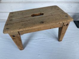 Antiker Holz Schemel - Vintage Fussbankli Tritthocker antik