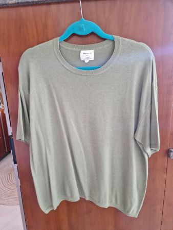 Strick Shirt kurzarm Gr. L in Oliv "Maison123"