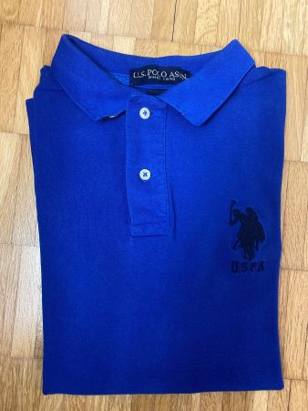 USPA Poloshirt Blau Gr. M Slim Fit 100% Baumwolle