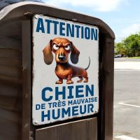 Repro Blechschild Plaque métal Attention chien Humour