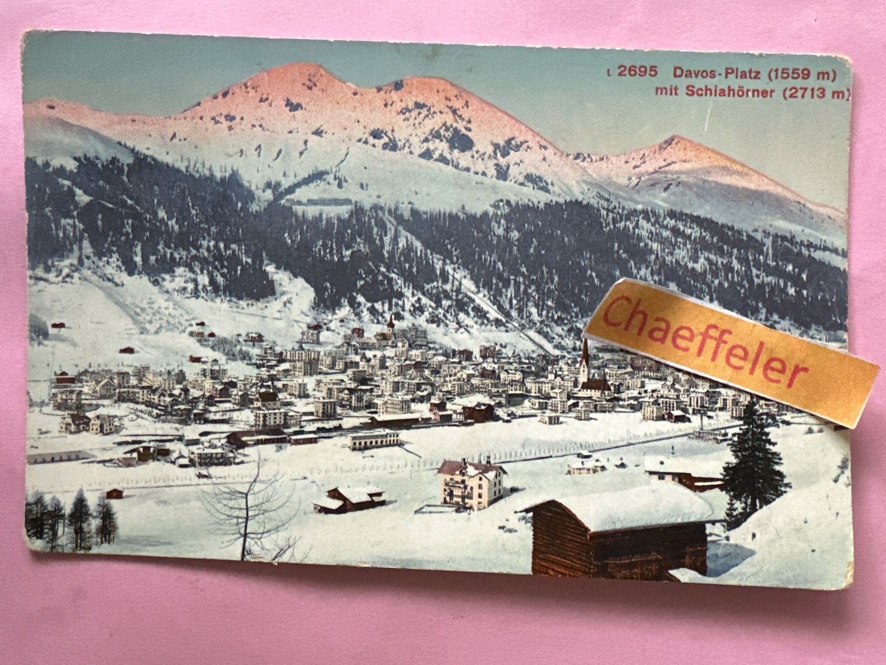 Ansichtskarten: L 2595 Davos-Platz mit Schliahörner – Gebraucht aus Zürich von Chaeffeler