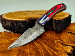 Geprüft! 1A Knife Faltenstahl DAMASCUS Damast Jagd Messer