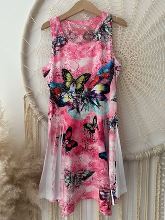 Sommerkleid Schmetterling Gr. 128 rosa weiss top Zustand