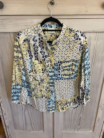 WRAP Bluse, Gr. 34-38 helles Sommer Hemd mit Muster🌸