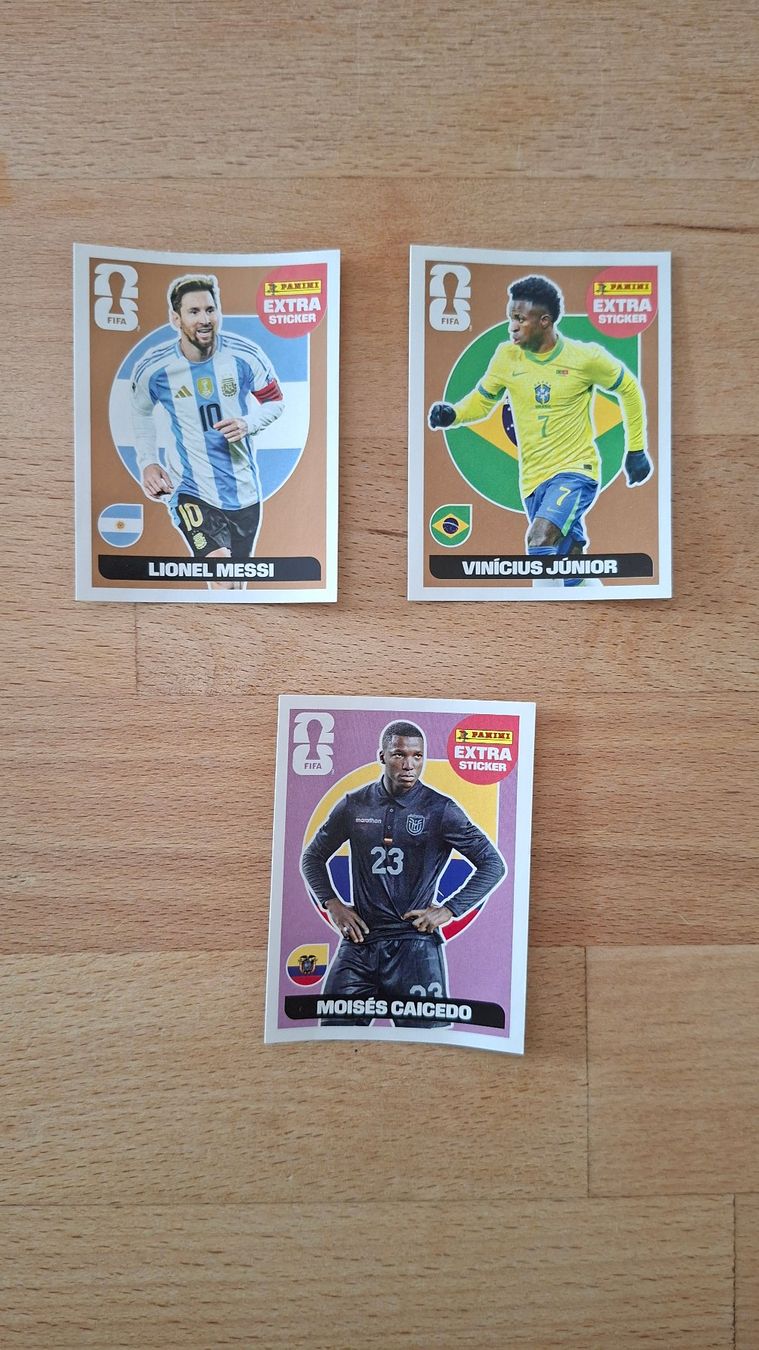 Panini Cartes à collectionner: Panini Extra Sticker 2026 Combo Messi, Vinicius, Caicedo – D'occasion à Therwil par Alain8