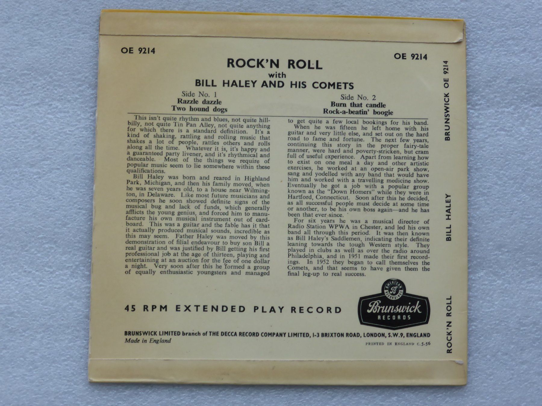 Schallplatten: Vinyl Single   EP  BILL HALEY and HIS COMETS – Gebraucht aus Küssnacht am Rigi von Mondkinder 3