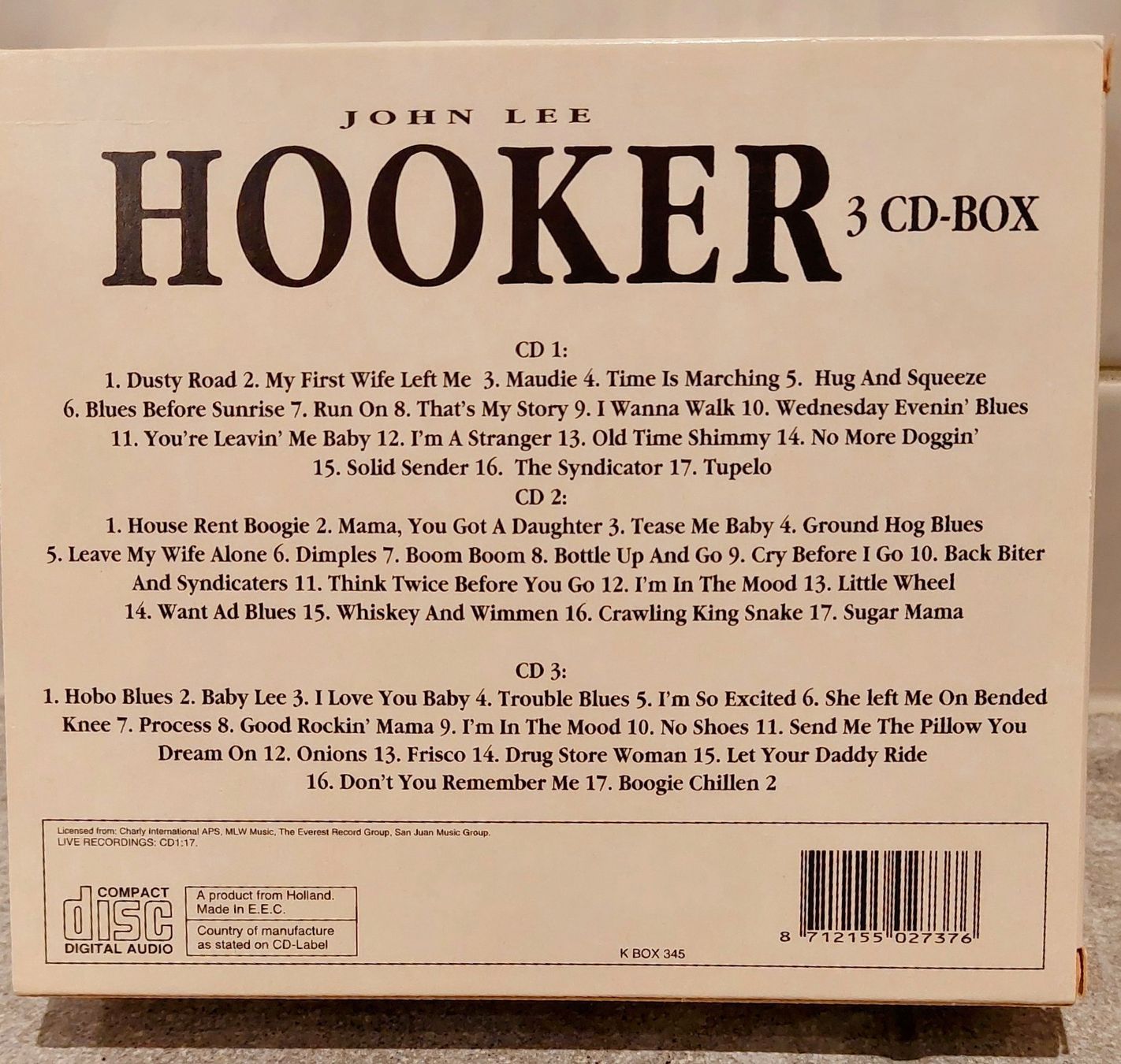 CD: JOHN LEE HOOKER - 3 CD Box – Nuovo e nell'imballaggio originale da Allmendingen b. BE venduto da MMC-MuMeCo 3