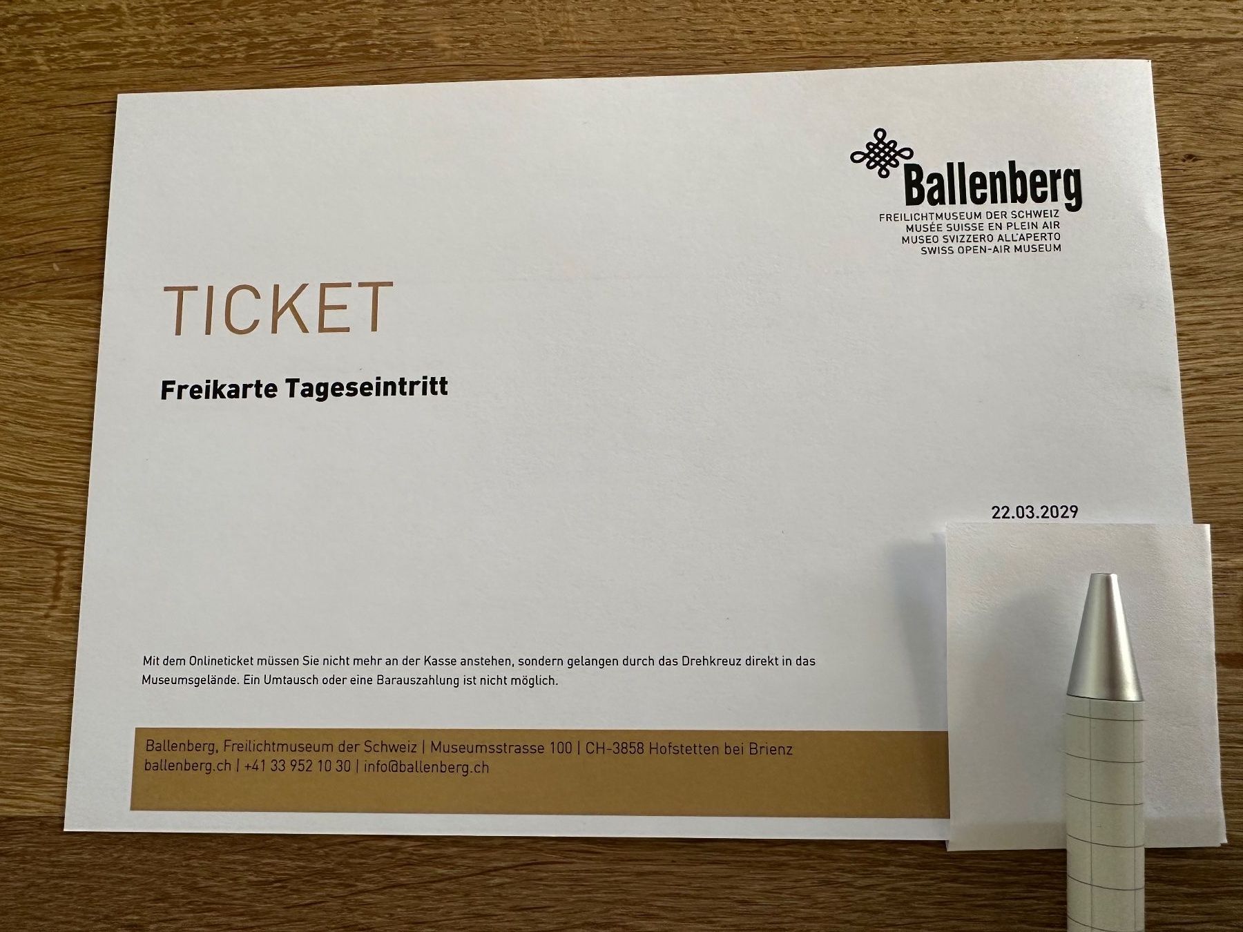 Biglietti: 1 Ballenberg - Eintritt, Erwachsene – Nuovo (secondo la descrizione) da Büron venduto da Nomi22
