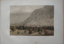 Interlaken und Unterseen grosse Tonlitho von Ciceri 1862