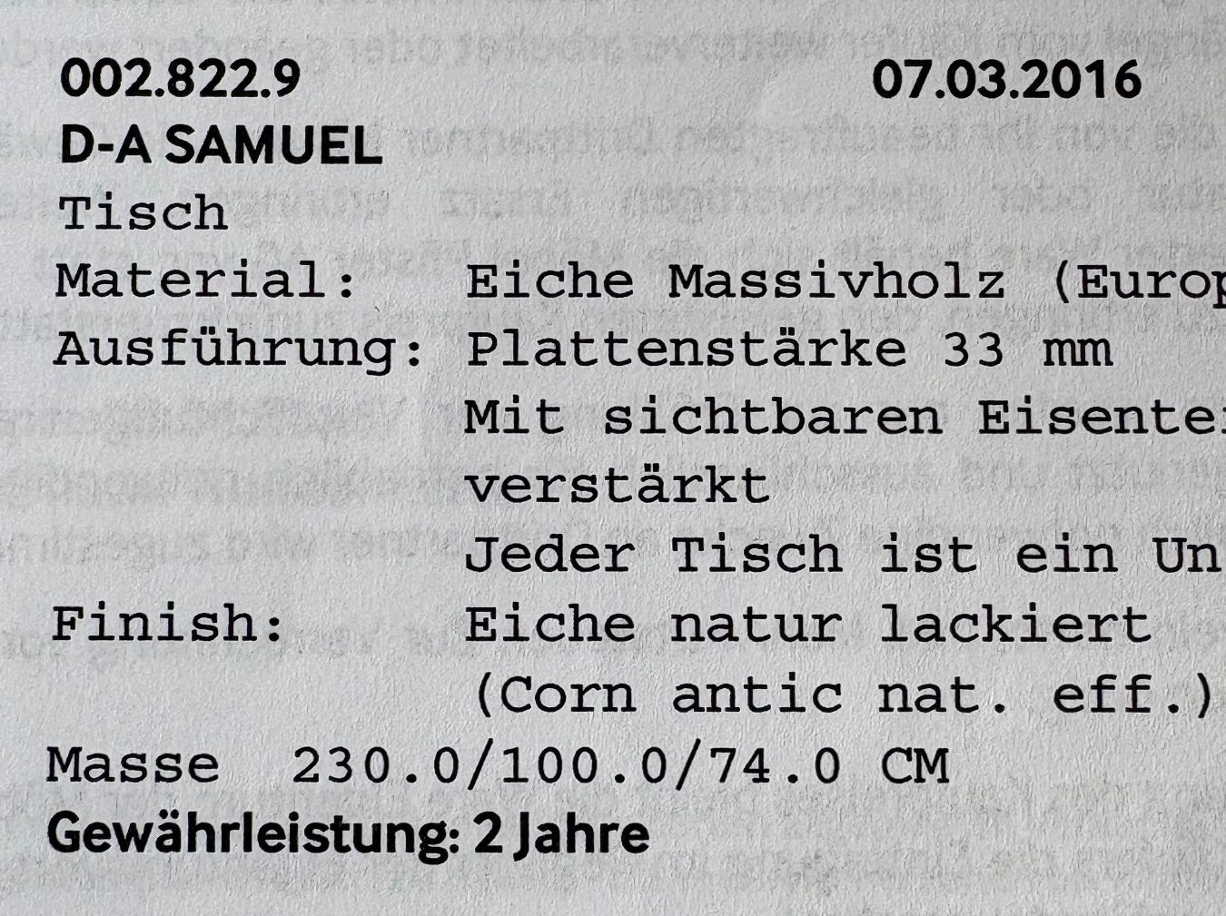 Tavoli: edler Eiche Massivholz Tisch (Pfister) – Usato da Bern venduto da manuschka86 1