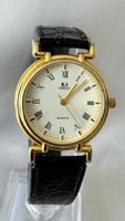 Armbanduhr Urech Quarz goldfarben Lederband 