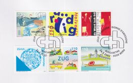 2022: Karte Mein Kanton mit 6 Marken, selten! Vom Ausgabetag