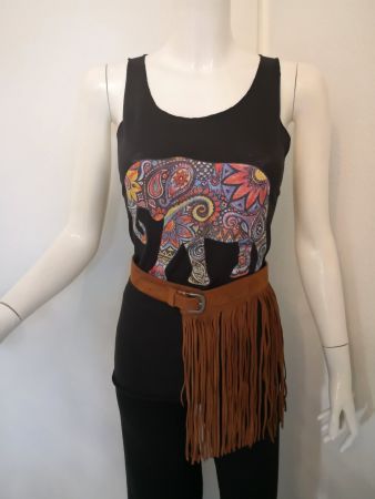 🤩BOHO-CHIC TANK-TOP SCHWARZ MIT ELEFANT-DRUCK NEU & D&G P