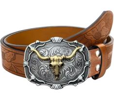 Longhorn Western Cowboy Gürtel - Metall - 110cm —> NEU!