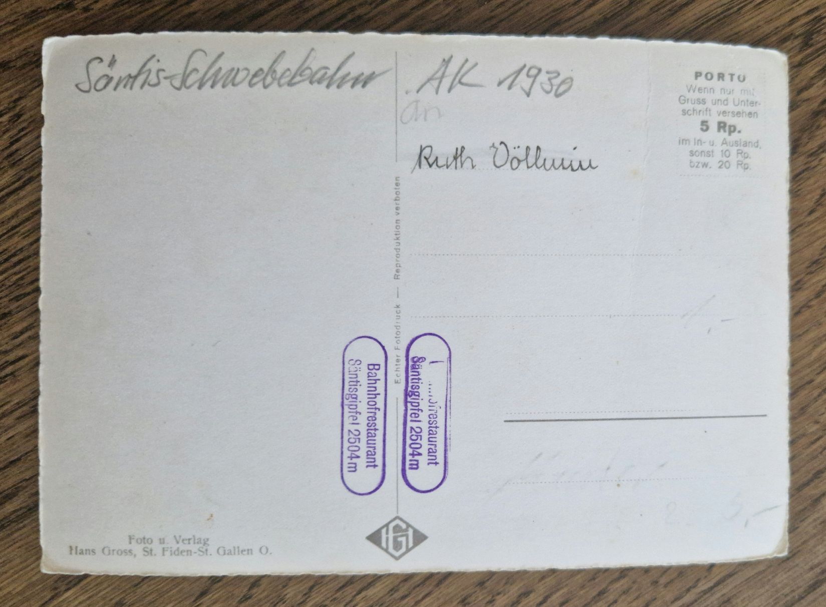 Cartes postales: Säntis-Schwebebahn 1930 – D'occasion à Ebikon par Donar50 1