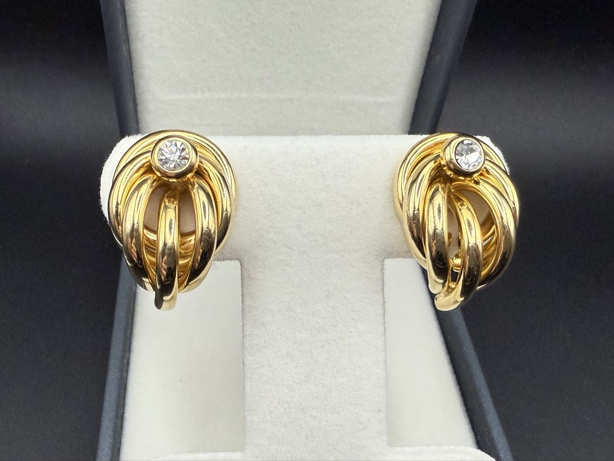 Orecchini pendenti & Orecchini a lobo: Goldfarbene Vintage-Ohrringe mit Strasssteinen – Usato da Lamone venduto da LaCantinaMagica 1
