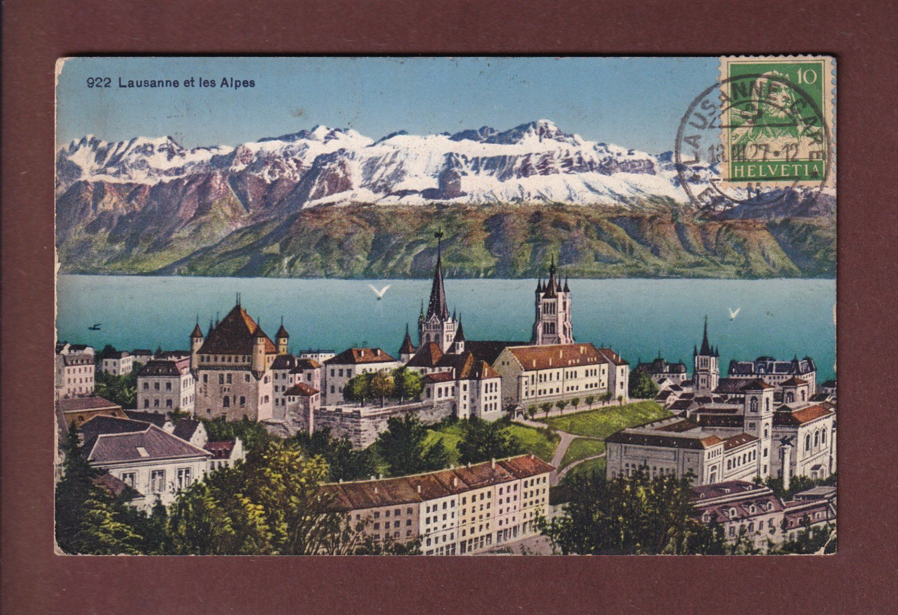 Cartoline postali: LAUSANNE et les Alpes - 1927 – Usato da Pully venduto da nicecards
