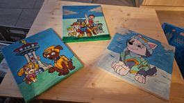 Paw Patrol Kinderzimmer Bilder, 3er Set, Handgemalt!