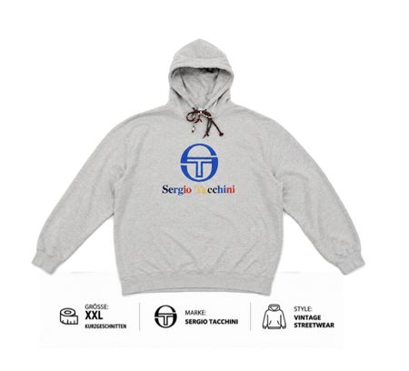 Sergio Tacchini Hoodie Vintage Streetwear XXL grau