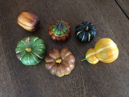 Lot de 6 décorations d'automne - Citrouilles en plastique