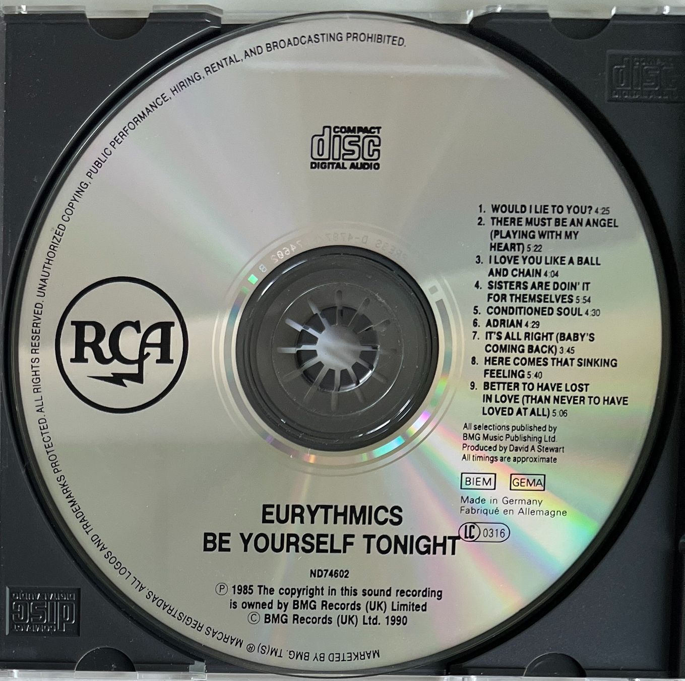 CDs: EURYTHMICS / Be Yourself Tonight – Gebraucht aus Bischofszell von kustavi 2