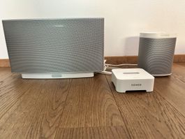 Sonos Play 1 Lautsprecher mit Bridge + One gebraucht weiss
