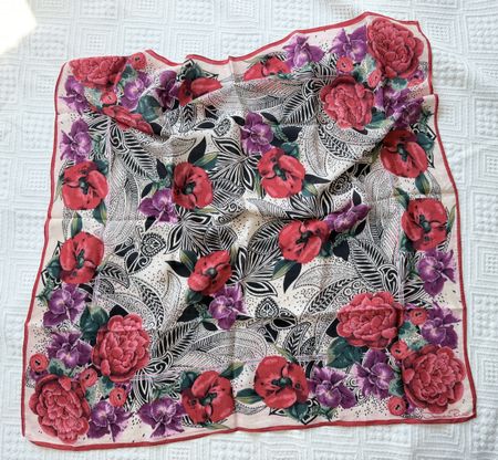 Oscar de la Renta Seidenschal 76x76 Blumen Floral Carré Tuch