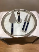 Servierplatte Glass versilbert Metall, Durchmesser 32 cm,NEU