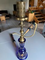 Shisha Wasserpfeife kobaltblau Gold Messing vintage