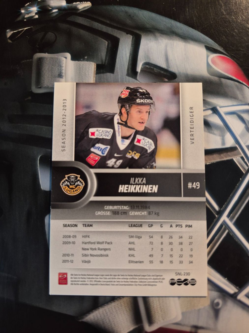 Carte collezionabili: Ilkka Heikkinen HC Lugano 2012/13 – Usato da Treiten venduto da Sauber73 1