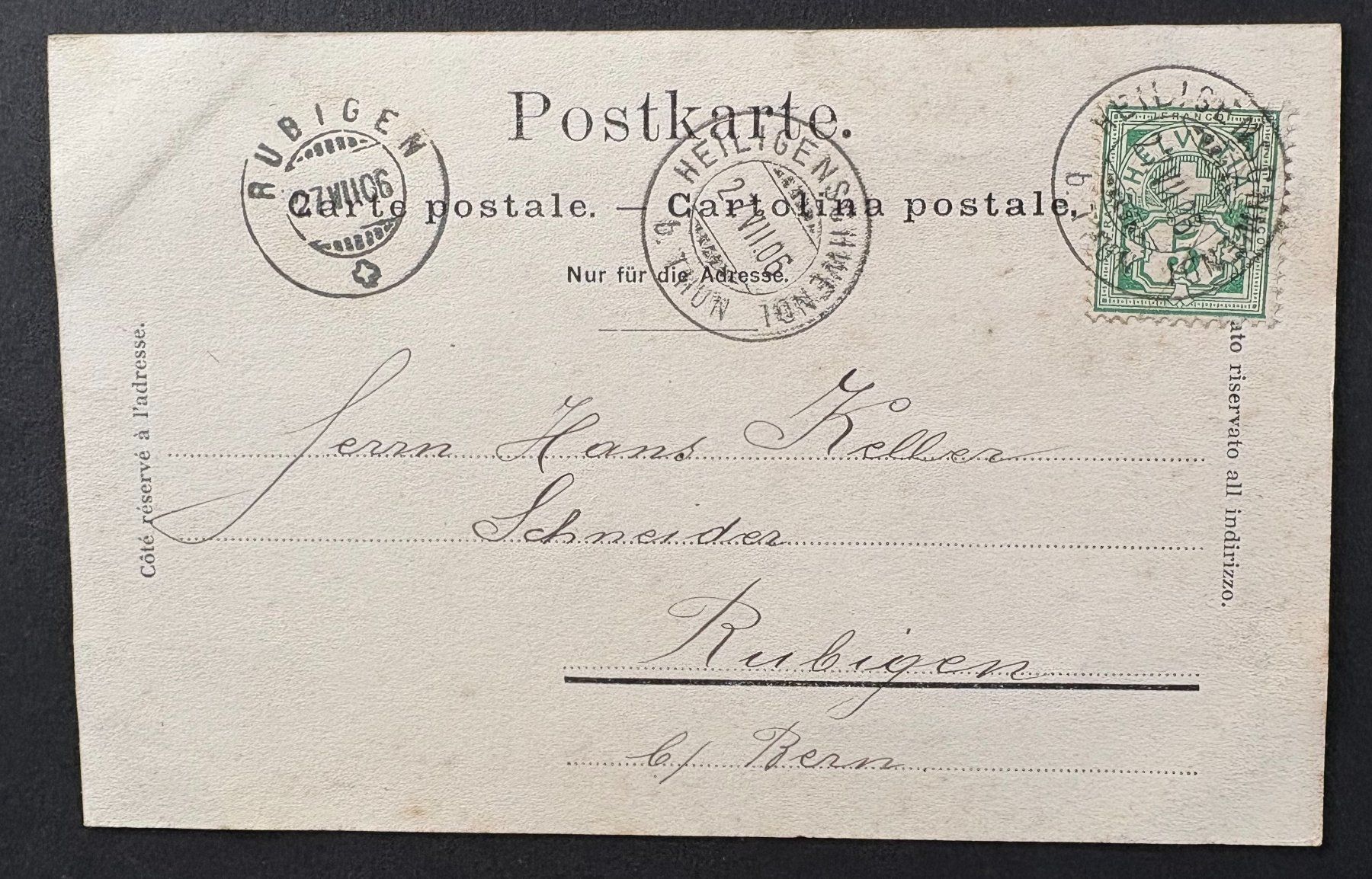 Cartoline postali: ANSICHTSKARTE HEILIGENSCHWENDI 1906 – Usato da Ostermundigen venduto da Wyatt-Earp 1