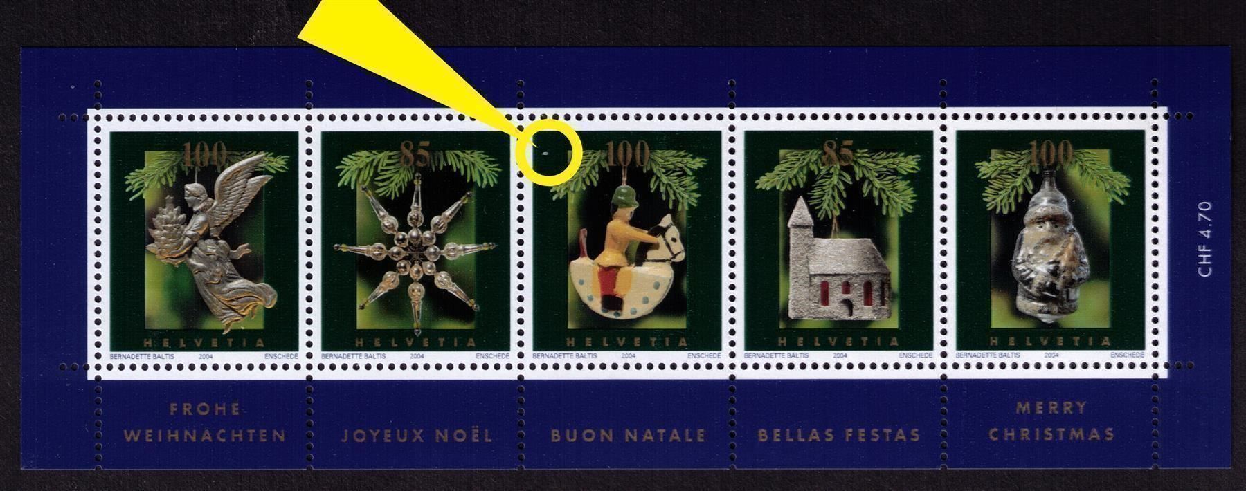 Alle Briefmarken: 2004_1146_Weihnachtsblock mit Abart "PUTZER" !! ** – Neu (gemäss Beschreibung) aus Marthalen von Ch_quality