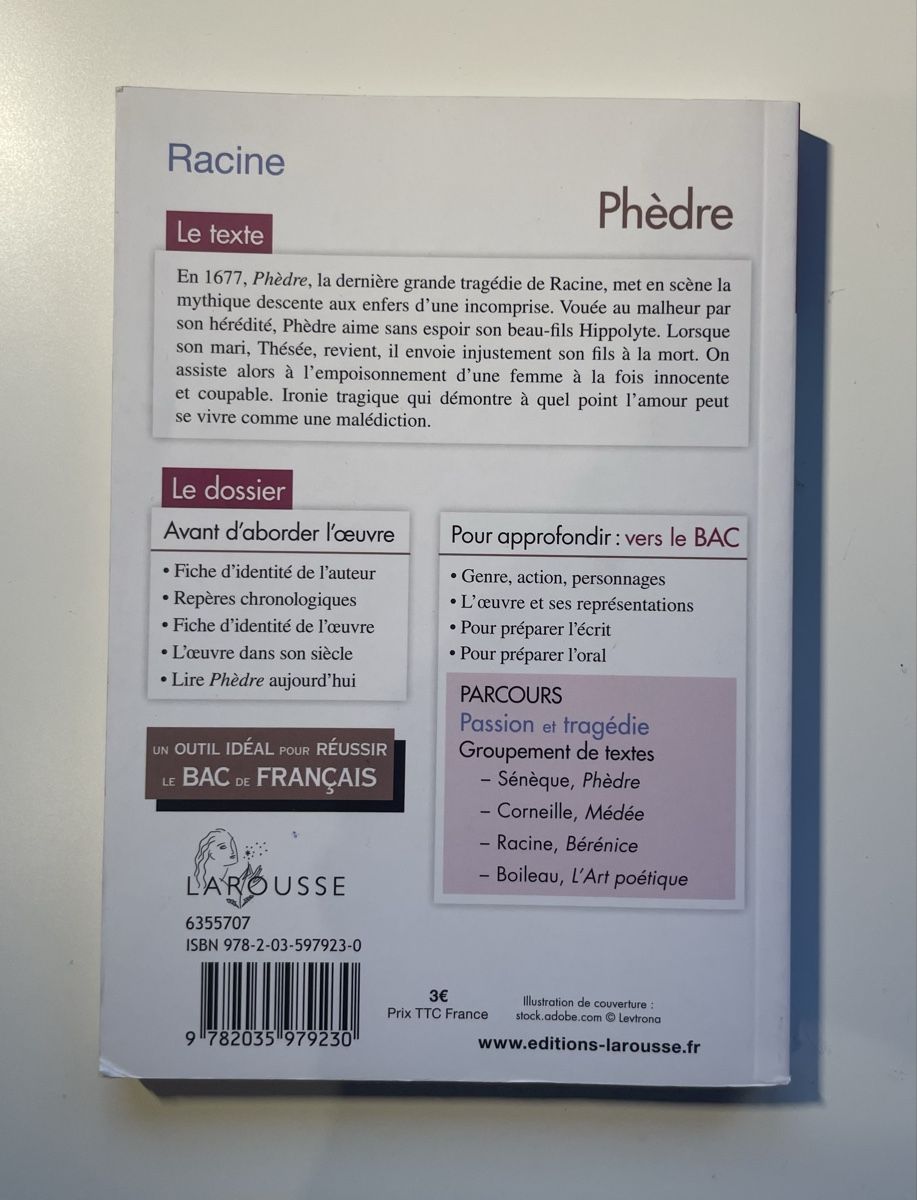 Libri: Phèdre - Racine – Usato da Chemin venduto da nzr_s6sy 1