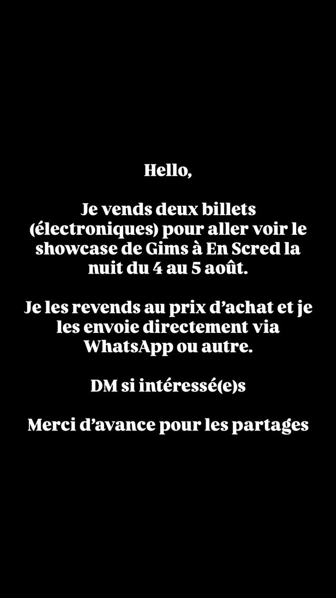 Biglietti: Entrées pour Gims à En Scred – Nuovo e nell'imballaggio originale da Moutier venduto da berdatcassandra