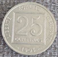 Frankreich Münze 25 Centimes 1903 guter Erhaltungszustand