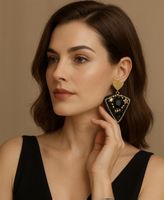 Glamorous beaded earrings with heart pendants, new!