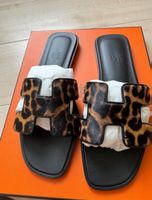 Hermes Oran sandals 38.5 moire calfskin