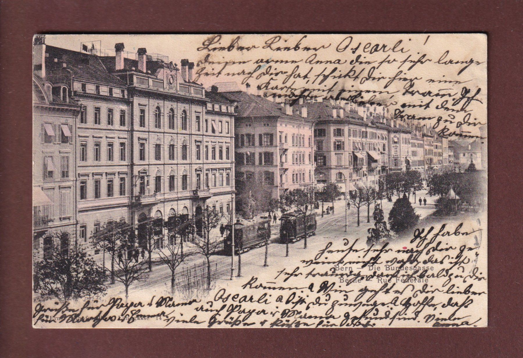 Cartoline postali: BERN - Bundesgasse - Tram - 1904 – Usato da Pully venduto da nicecards