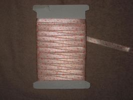 Satinband Naturweiss orange Blümliranke 8mm breit