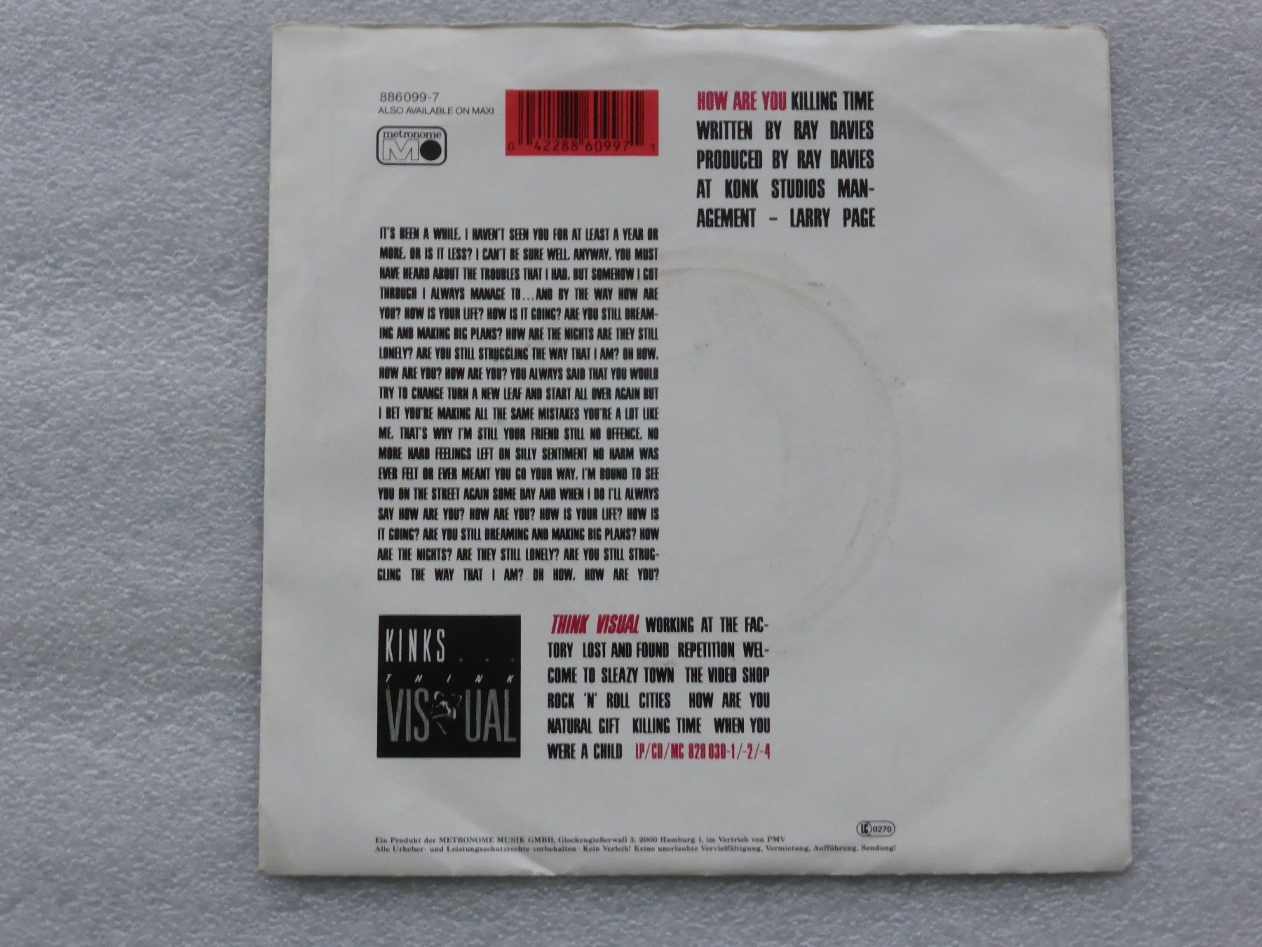 Dischi in vinile: Vinyl Single   THE KINKS – Usato da Küssnacht am Rigi venduto da Mondkinder 3