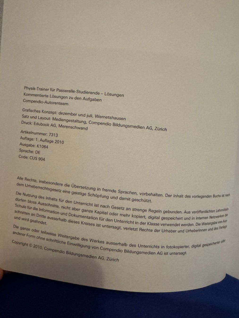Libri: Physik-Trainer Passerelle-Studierende - Lösungen – Nuovo (secondo la descrizione) da Zürich venduto da tiniwi 1