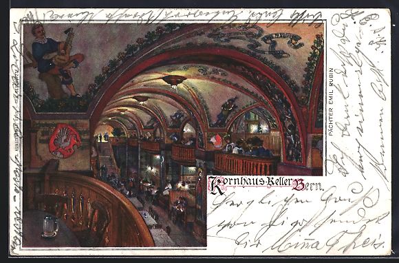 Cartoline postali: Bern, Gasthaus Kornhaus-Keller, Innenans – Usato da Berlin venduto da bartko-reher