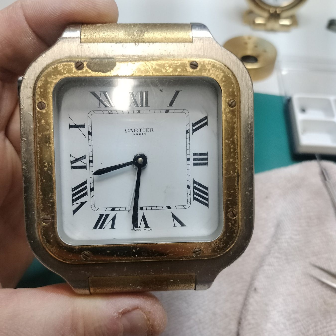 Cartier Sveglie: Cartier Santos degli anni '80, pendulette – Usato da Gentilino venduto da gogobr73 6