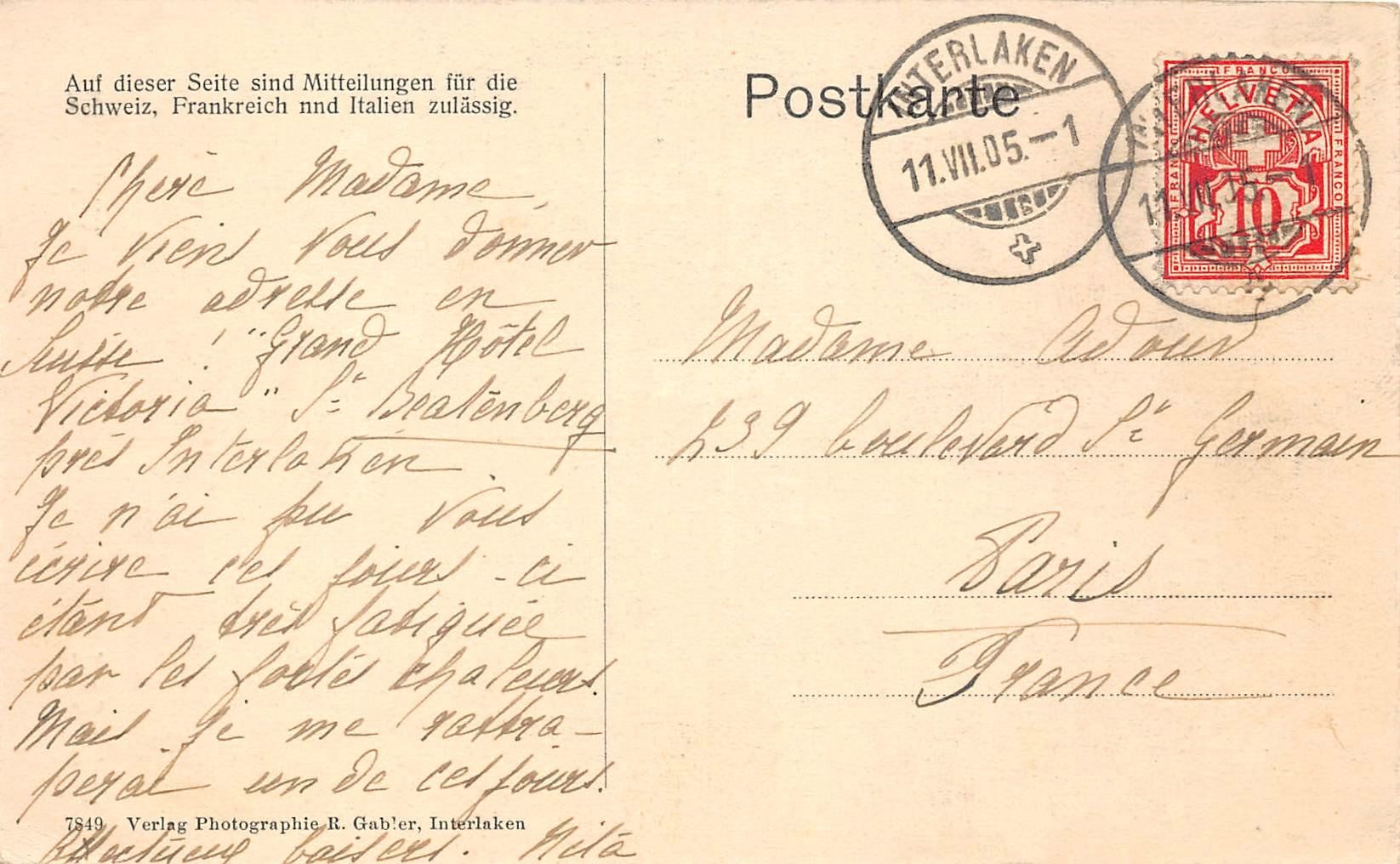 Ansichtskarten: 2x Interlaken – Gebraucht aus Ottikon b.Kemptth. von Neptun1974 1