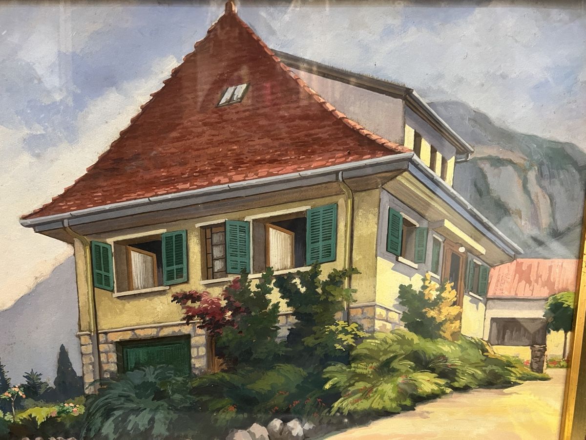 Gemälde: SIGNÉ R.BIACABE DATÉ 1940 aquarelle – Gebraucht aus Genève von Qanil77 3