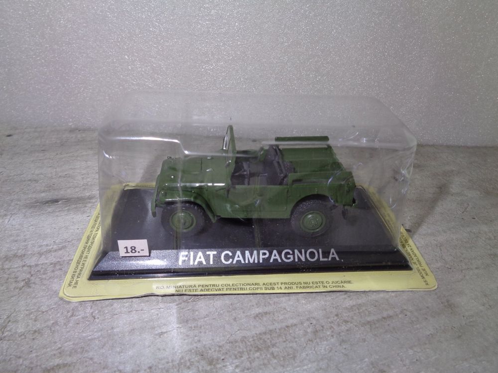 Miniature 1/43 Fiat Campagnola Militaire - Old Cars - Vert Armée - Métal Diecast - Fabriqué En Italie