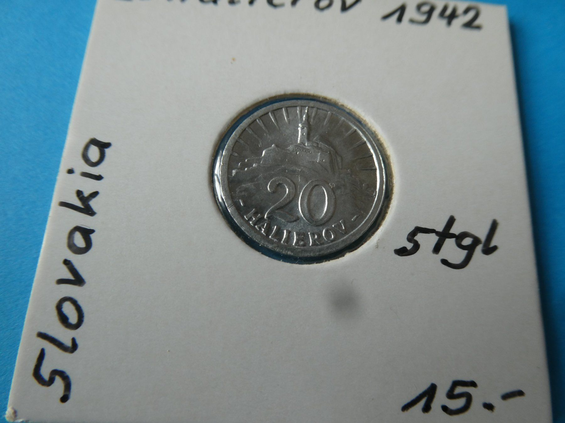 Tutti le monete: Slowakei 1942, 20 Halierov  stgl. – Usato da Hinterforst venduto da Rohusri