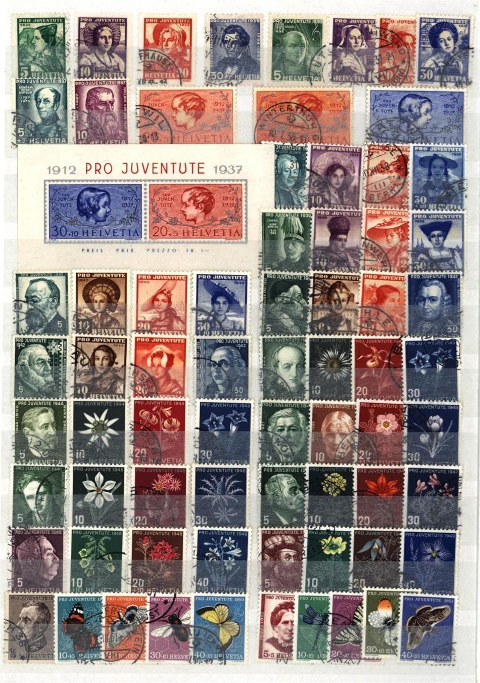Alle Briefmarken: Pro Juventute SAMMLUNG bis 1994 +2 Blocks(PJ571) – Gebraucht aus Seuzach von Philahits 1