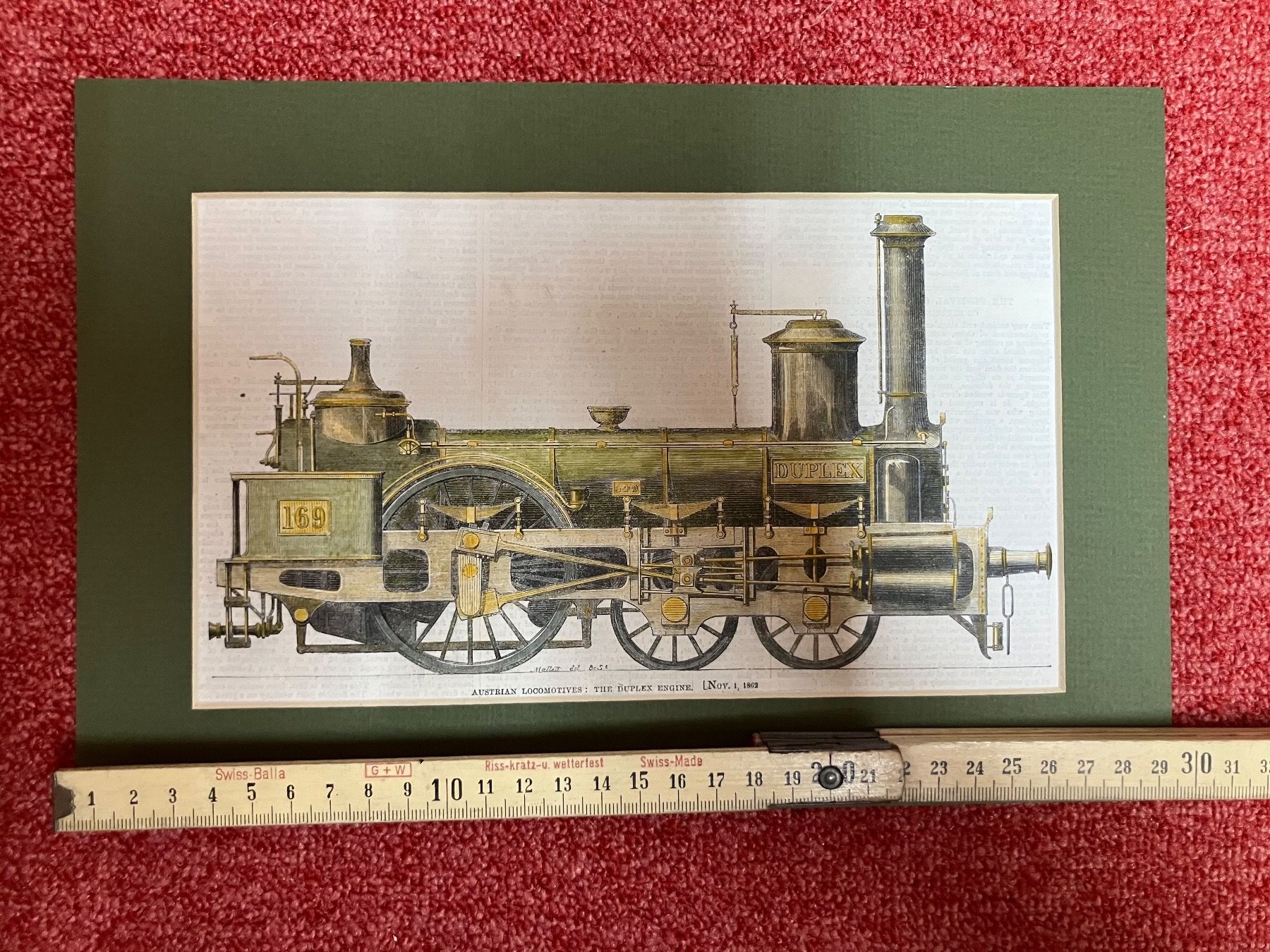 Incisioni: Antiker Eisenbahn Stich: Austrian Duplex Engine, 1862 – Usato da Schlieren venduto da mvm01 1