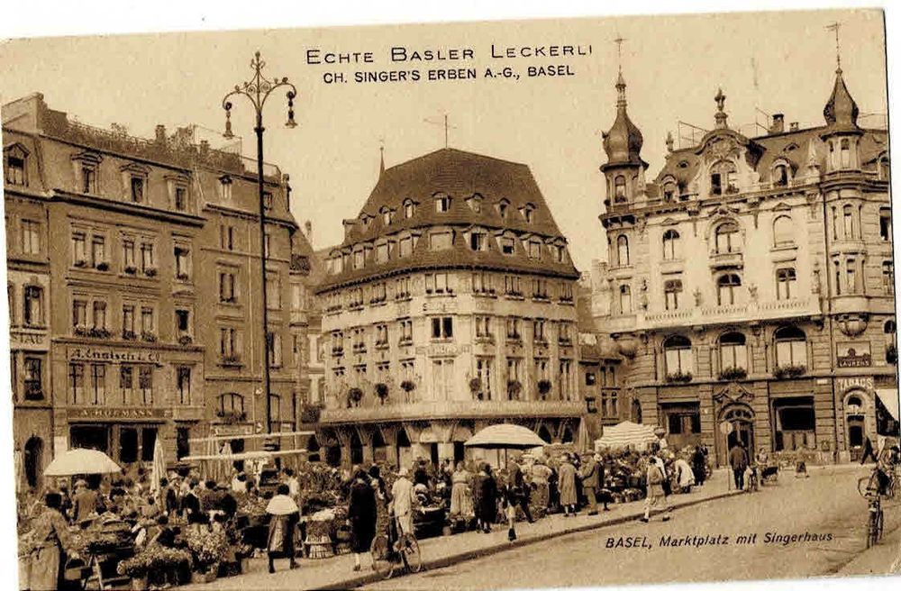 Basel Reklamekarte marktplatz Basler Leckerli Ch. Singer | Kaufen auf ...